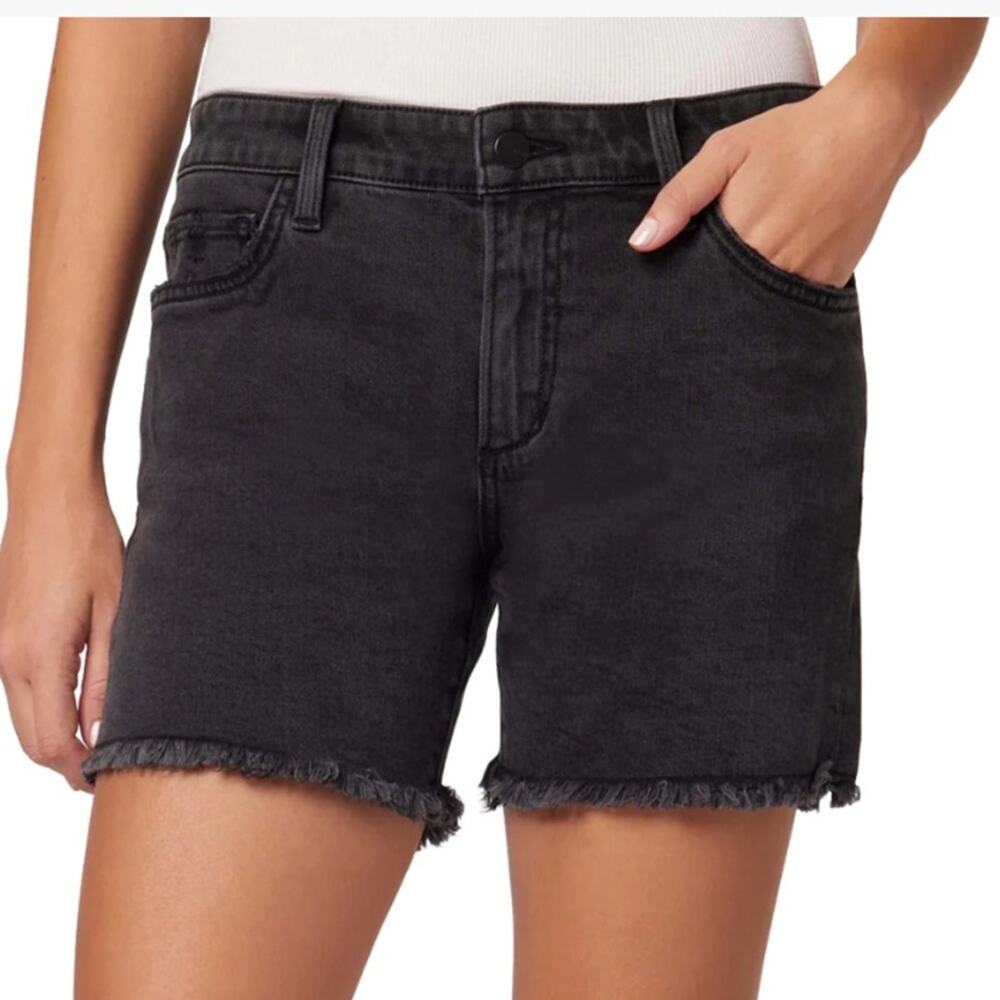 NWT joes jeans roulette raw hem black denim shorts size 23